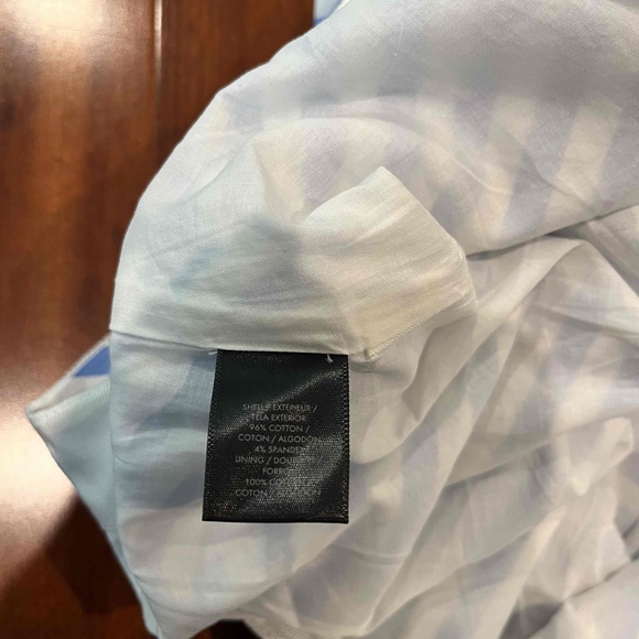 Ann Taylor Blue White Striped Skirt A Line Chevron Pattern Cotton Spandex Sz 12 - Picture 8 of 8